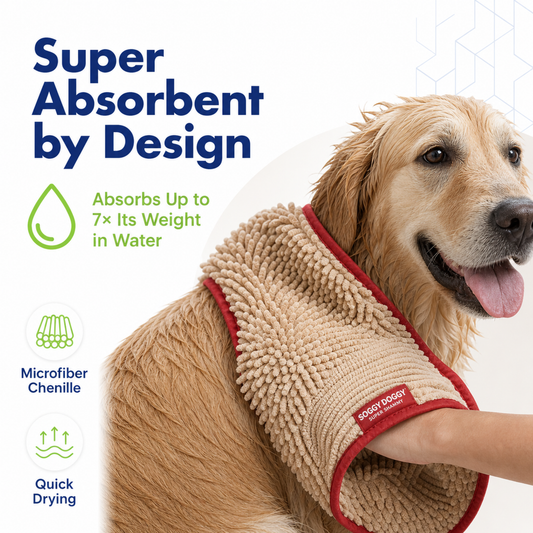 Soggy Doggy Super Shammy Microfiber Dog Towel for Wet Dogs and Muddy Paws
