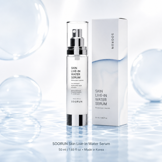 SOORUN Skin Live-In Water Serum 50ml (1.69 fl oz) | Korean Hyaluronic Acid Serum for Intense Deep Hydration