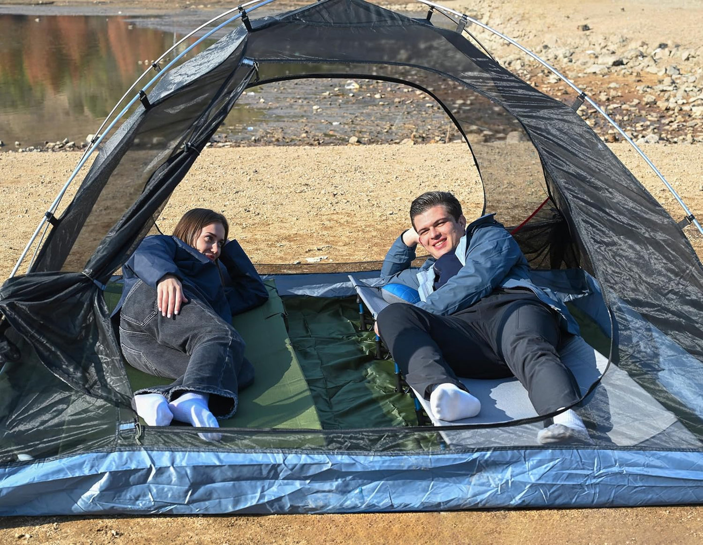 Ultralight Folding Tent Camping Cot Bed, Portable Compact for Outdoor Travel, Base Camp, Hiking, Mountaineering, Lightweight Backpacking (Grey)