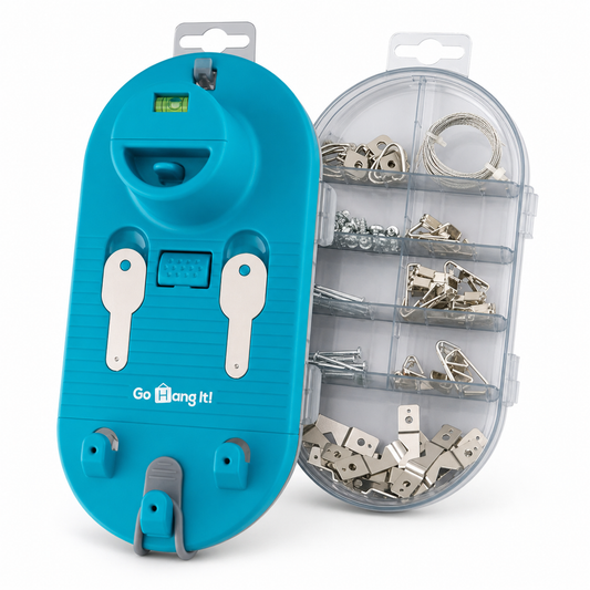 Go Hang It Pro - Picture Hanging and Leveling Tool with Case and Hardware Kit (85-Piece)