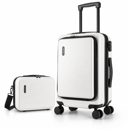 22-Inch Airline-Approved Expandable Carry-On Luggage - with Laptop Compartment + Cosmetic Case
