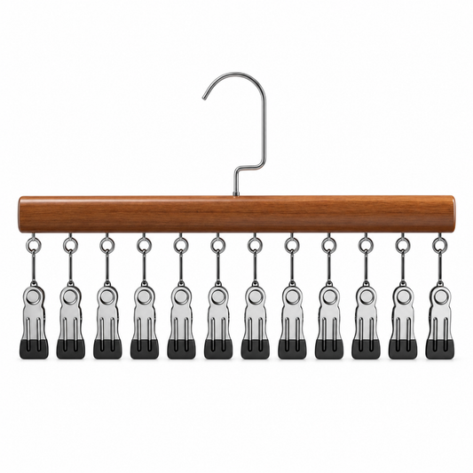 360 Rotating Hanging Closet Organizer with 12 Clips for Socks, Hats & More