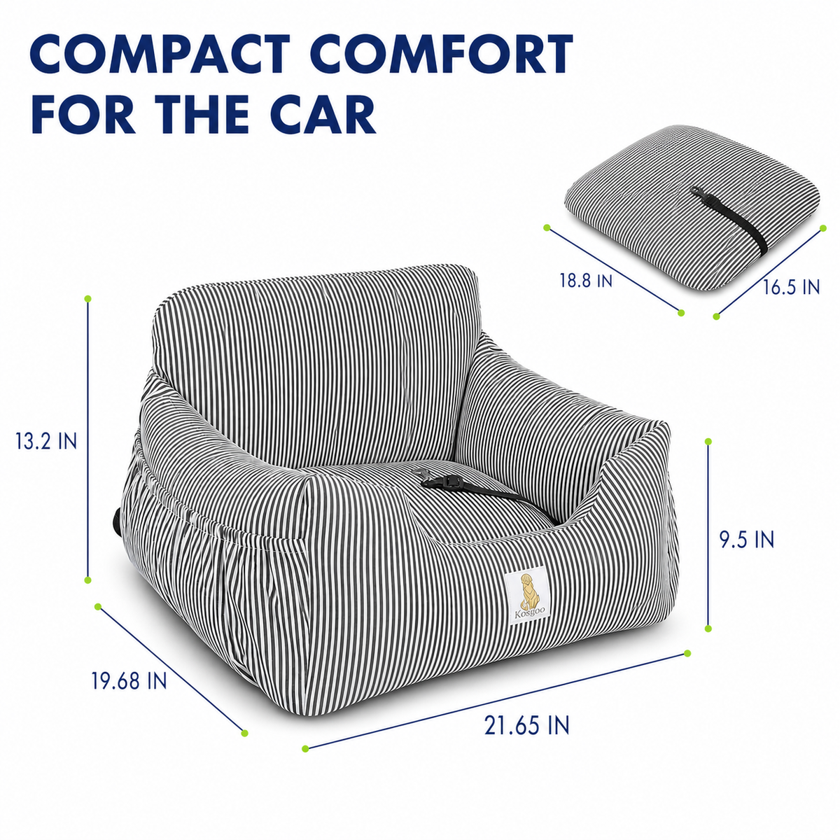 Washable Small Dog Car Booster Seat with Safety Leash and Storage Pockets