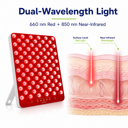 Portable 165 LED Red Light Therapy Panel for Face & Body, 660nm - 850nm