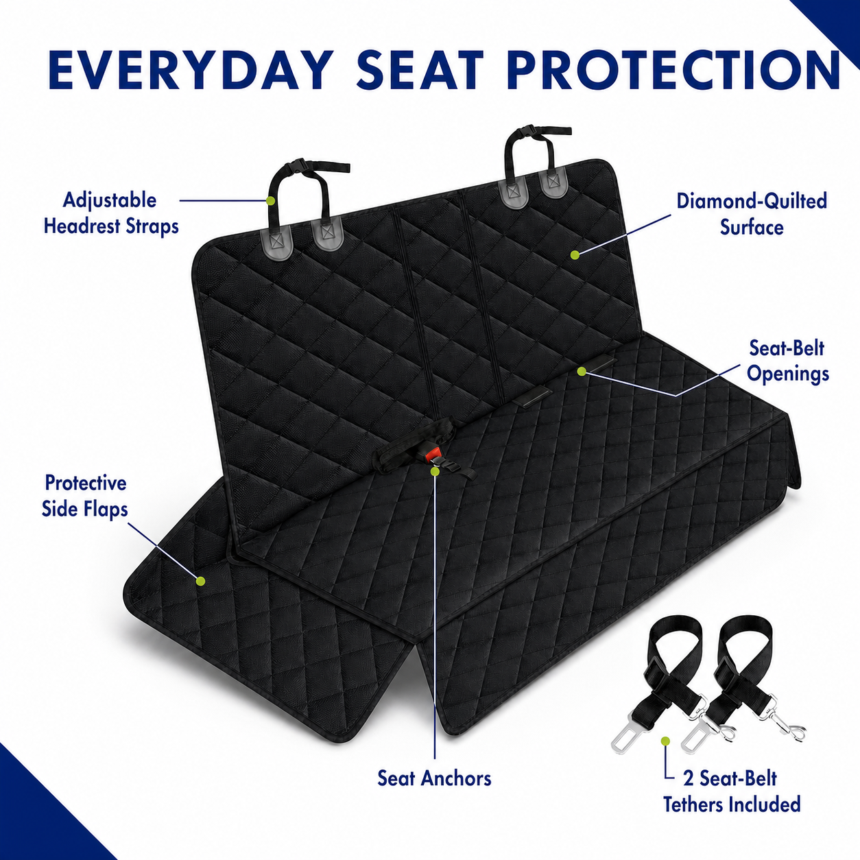 Waterproof Dog Car Back Seat Cover with Armrest Access for SUVs & Trucks