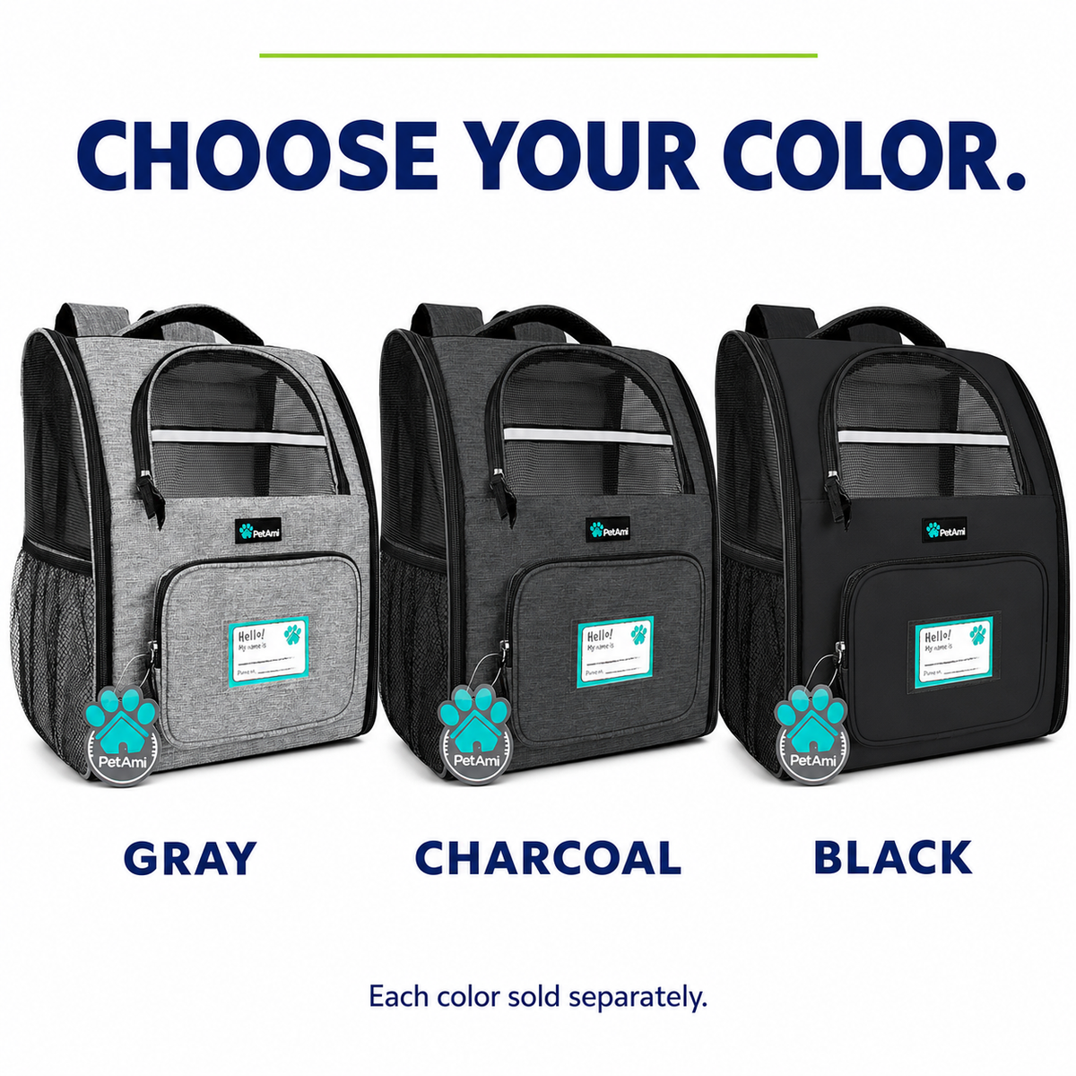 Airline-Approved Pet Backpack Carrier for Dogs & Cats up to 18 lbs, Charcoal, Gray, or  Black