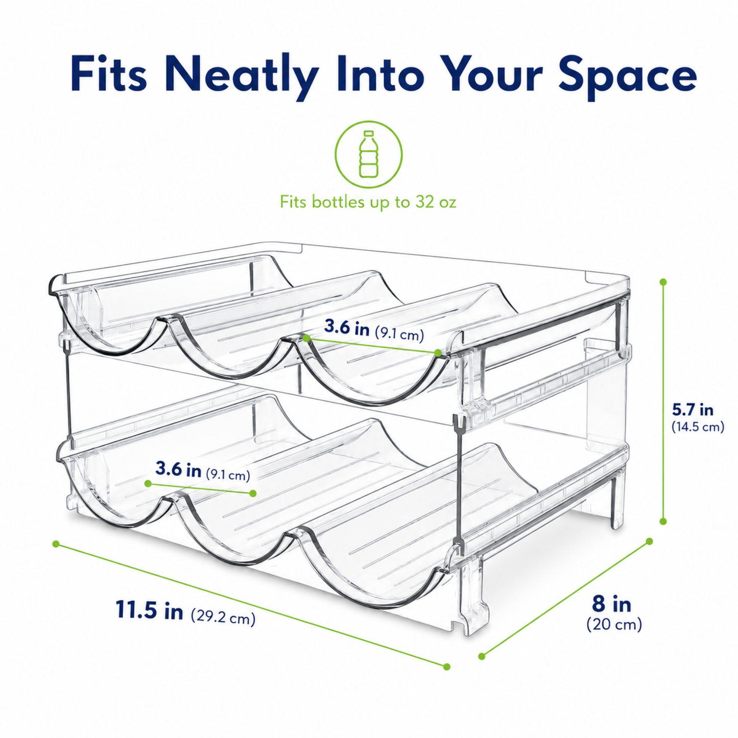 2-Pack Stackable Water Bottle Organizer Rack for Cabinets and Pantry Storage