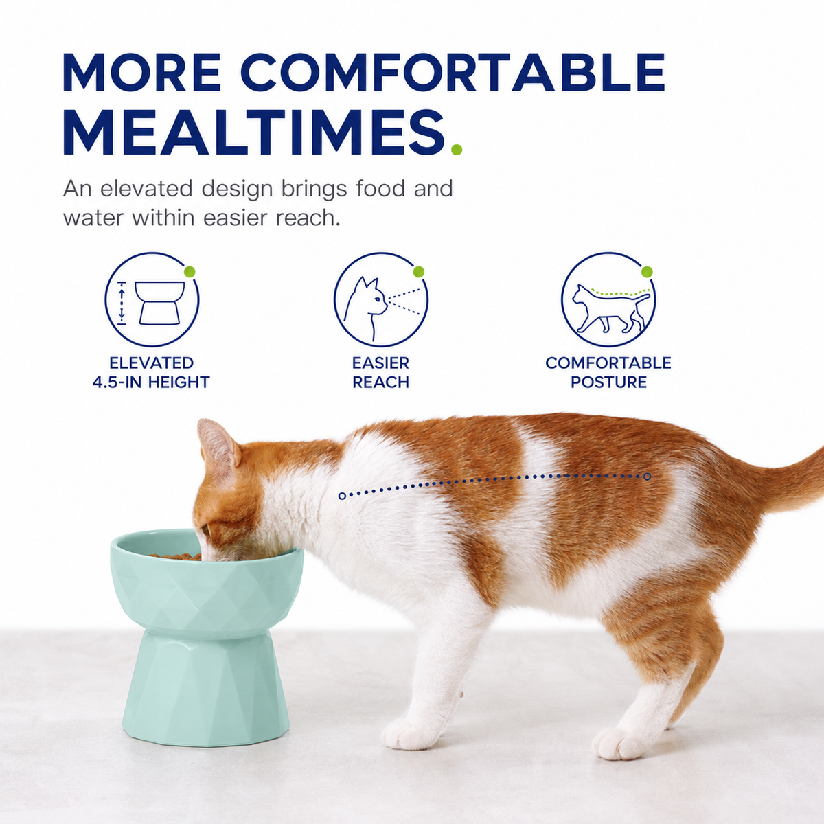 13.5-Oz Elevated Ceramic Food and Water Bowl Set for Cats and Small Dogs, Green