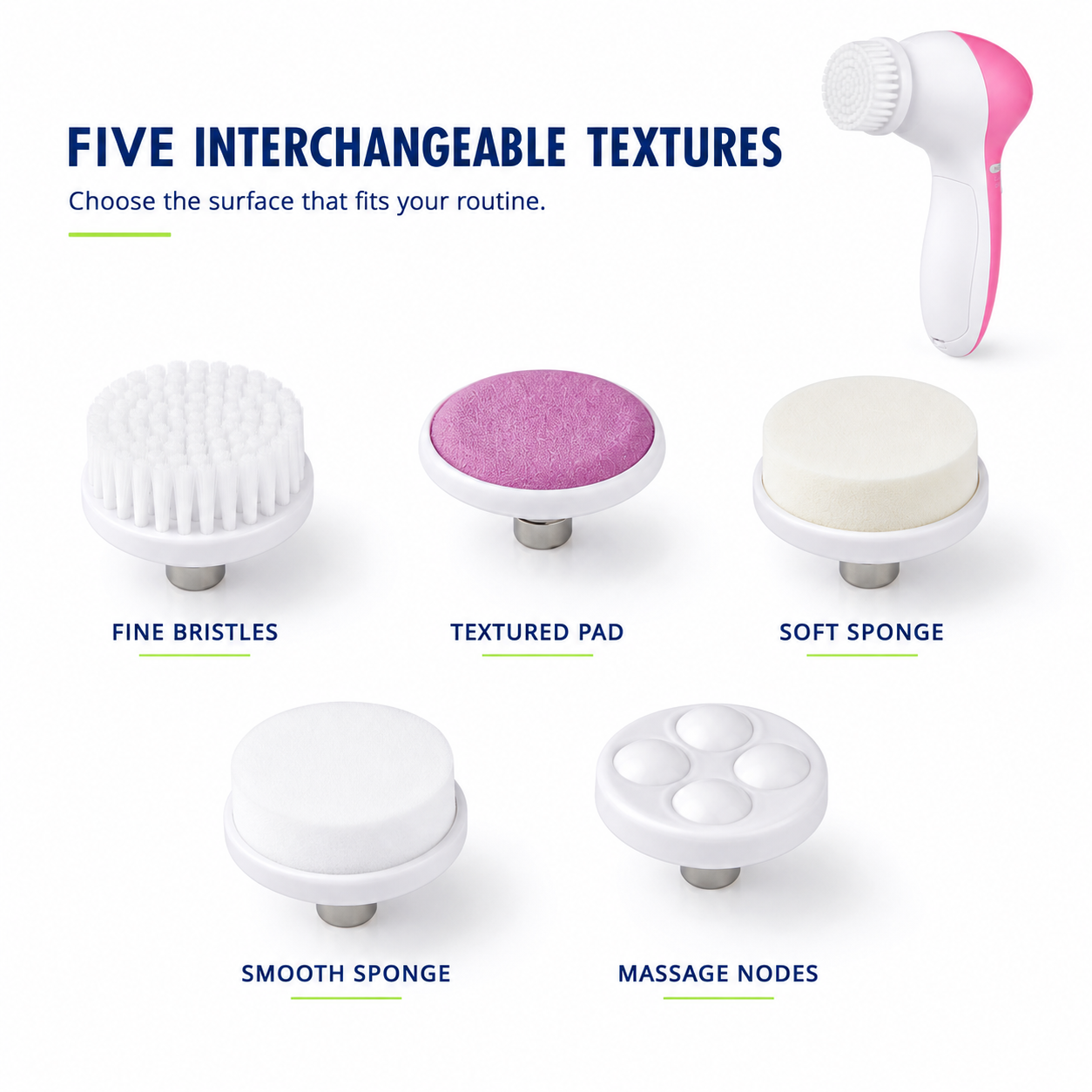 Facial Cleansing Brush Waterproof Face Spin 5 Brush Heads