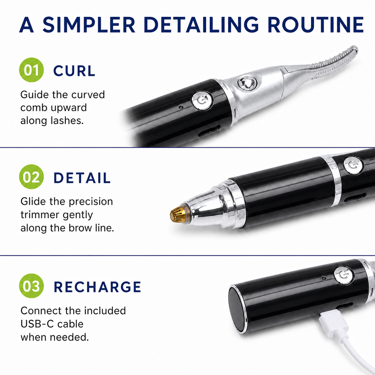 2in1 Electric Eyelash Curling Device Heated Eyebrow Trimmer
