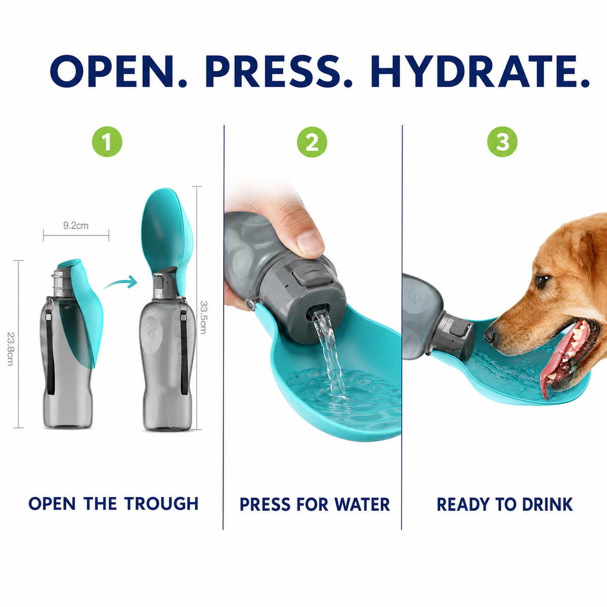 800ml Portable Dog Water Bottle with Foldable Bowl for Large Dogs Outdoors