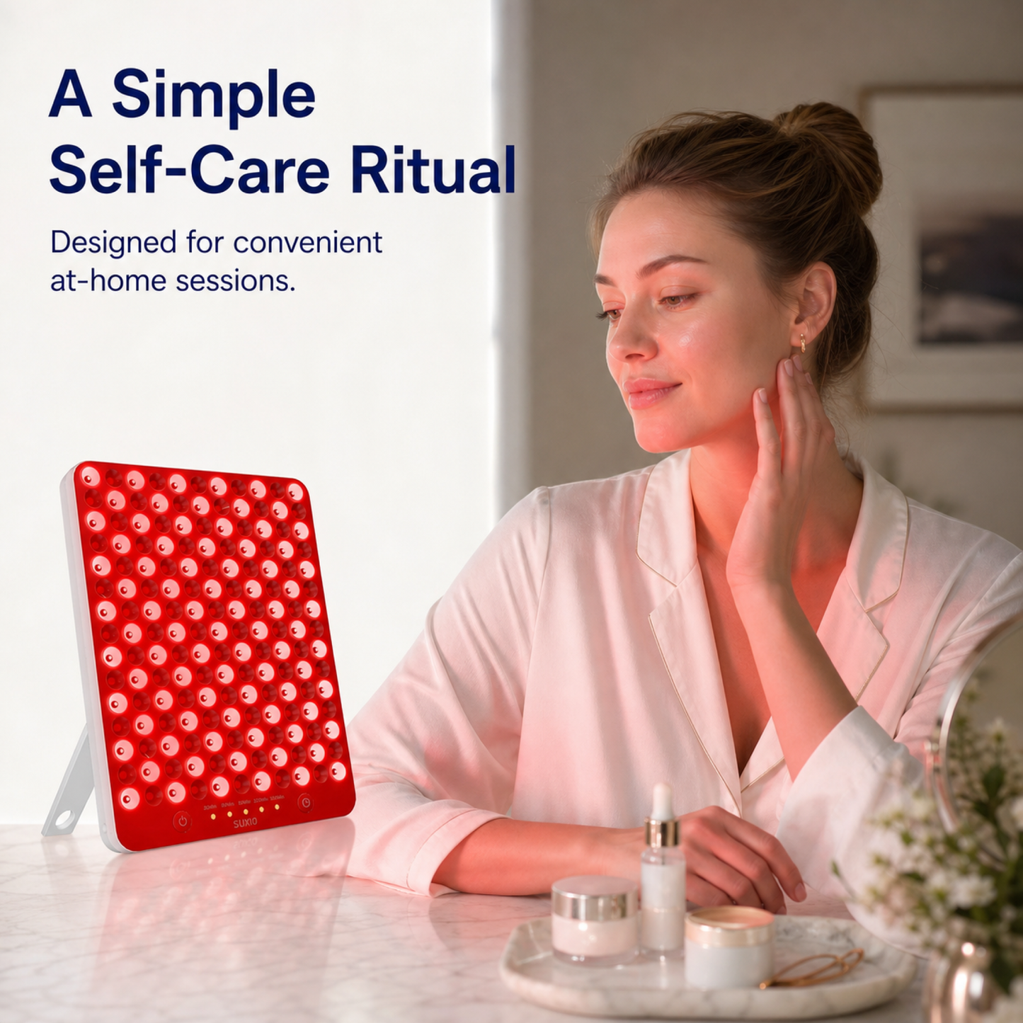 Portable 165 LED Red Light Therapy Panel for Face & Body, 660nm - 850nm