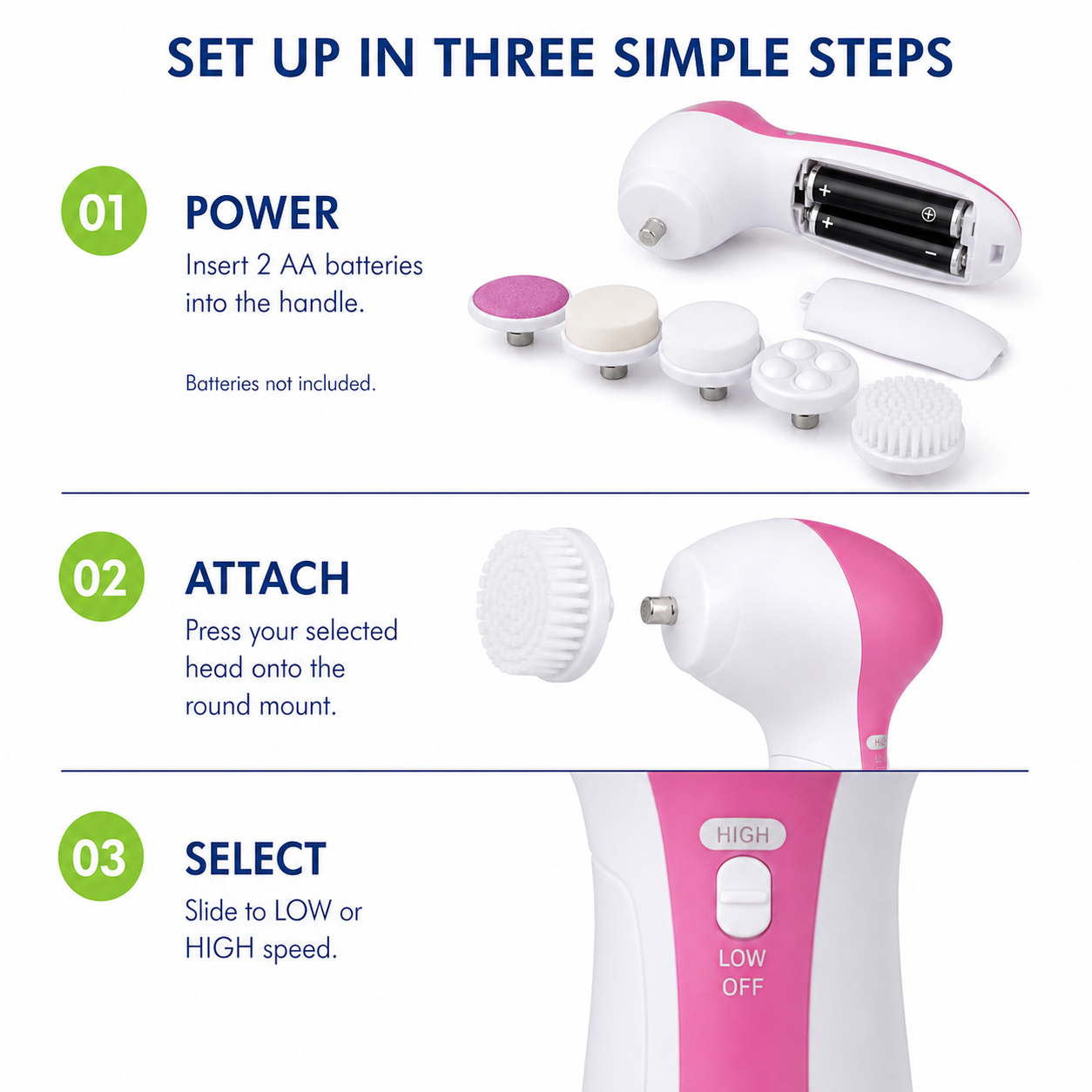 Facial Cleansing Brush Waterproof Face Spin 5 Brush Heads
