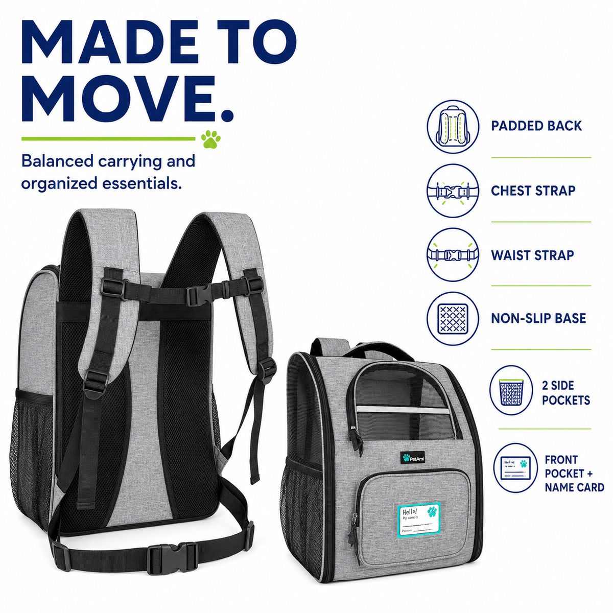 Airline-Approved Pet Backpack Carrier for Dogs & Cats up to 18 lbs, Charcoal, Gray, or  Black