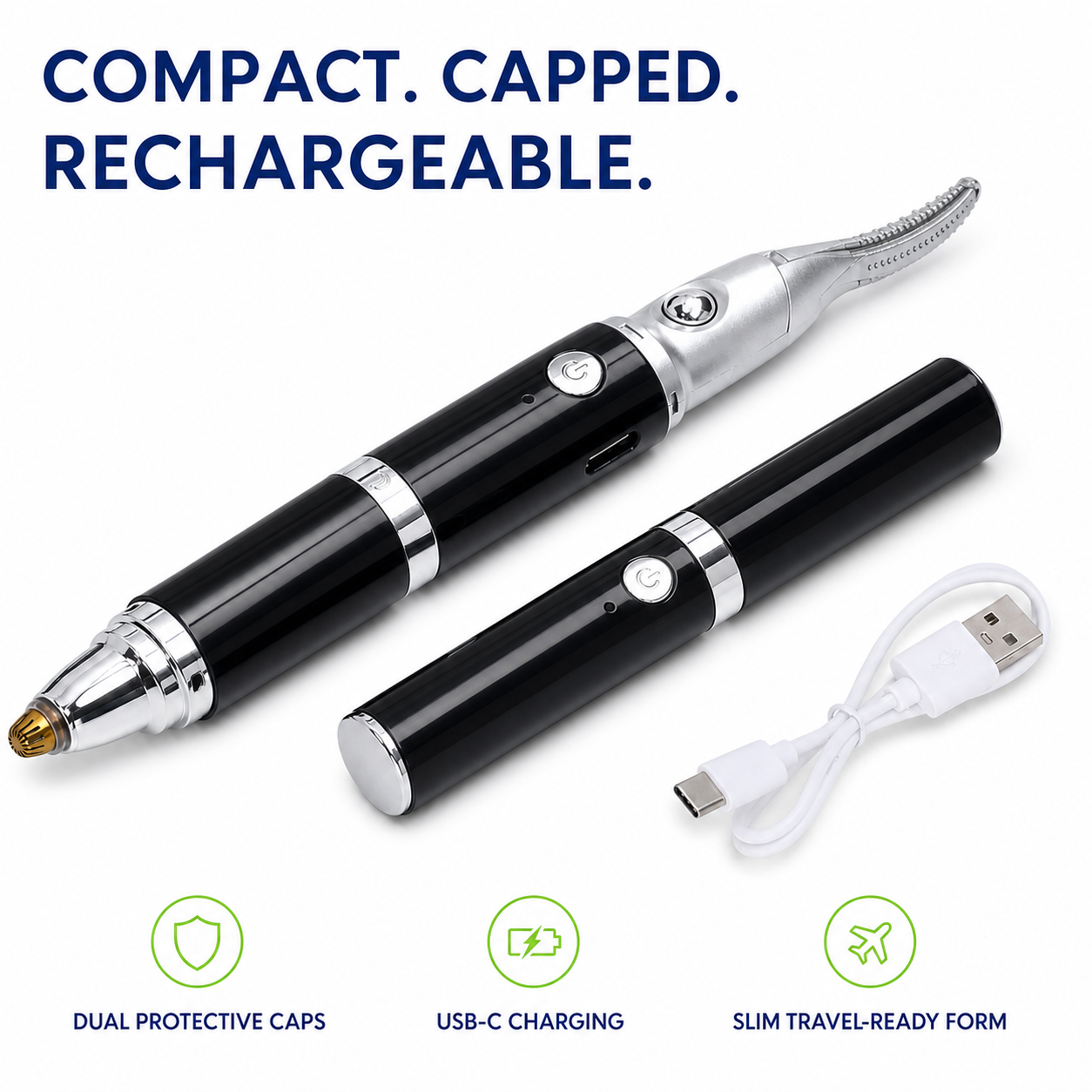 2in1 Electric Eyelash Curling Device Heated Eyebrow Trimmer