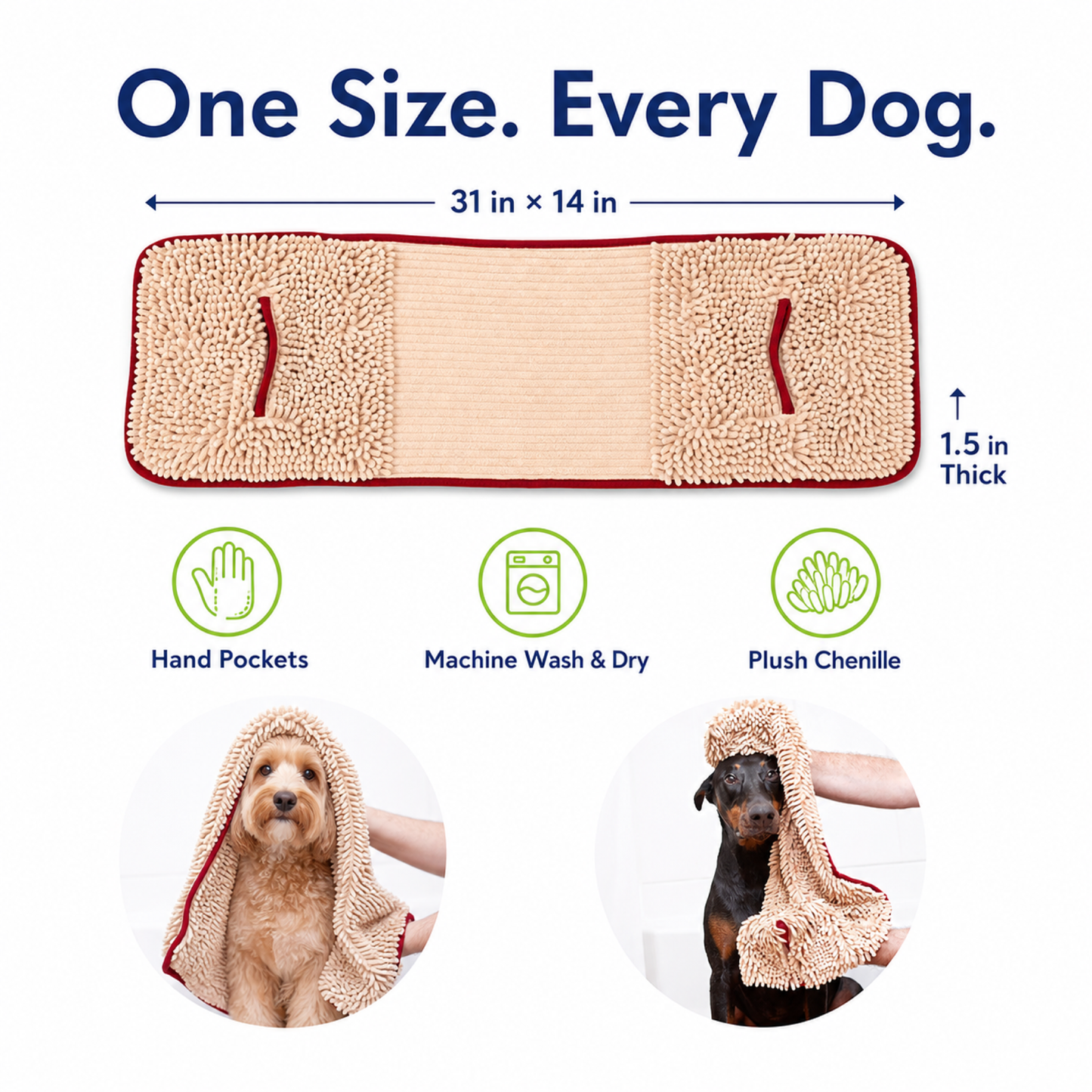 Soggy Doggy Super Shammy Microfiber Dog Towel for Wet Dogs and Muddy Paws