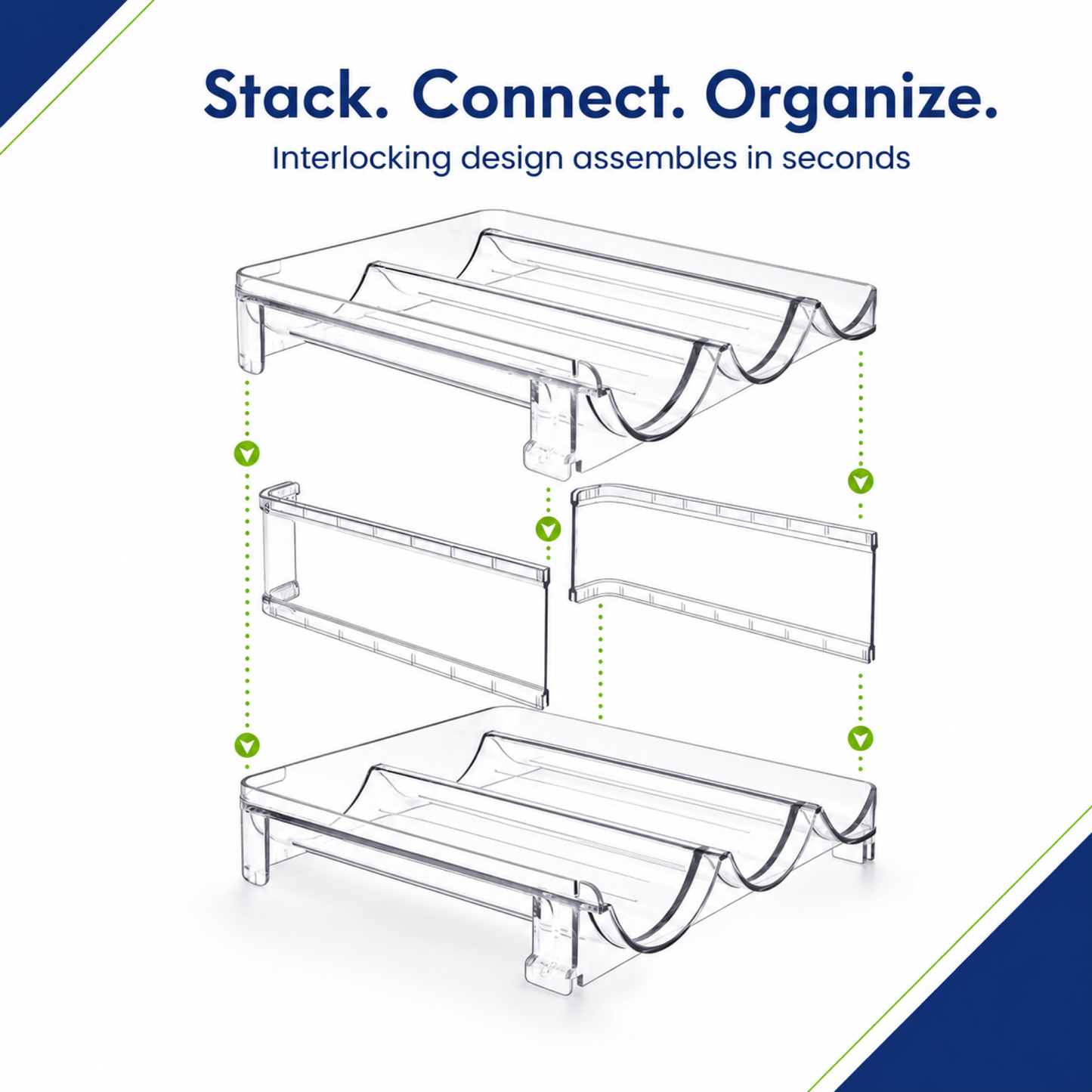 2-Pack Stackable Water Bottle Organizer Rack for Cabinets and Pantry Storage