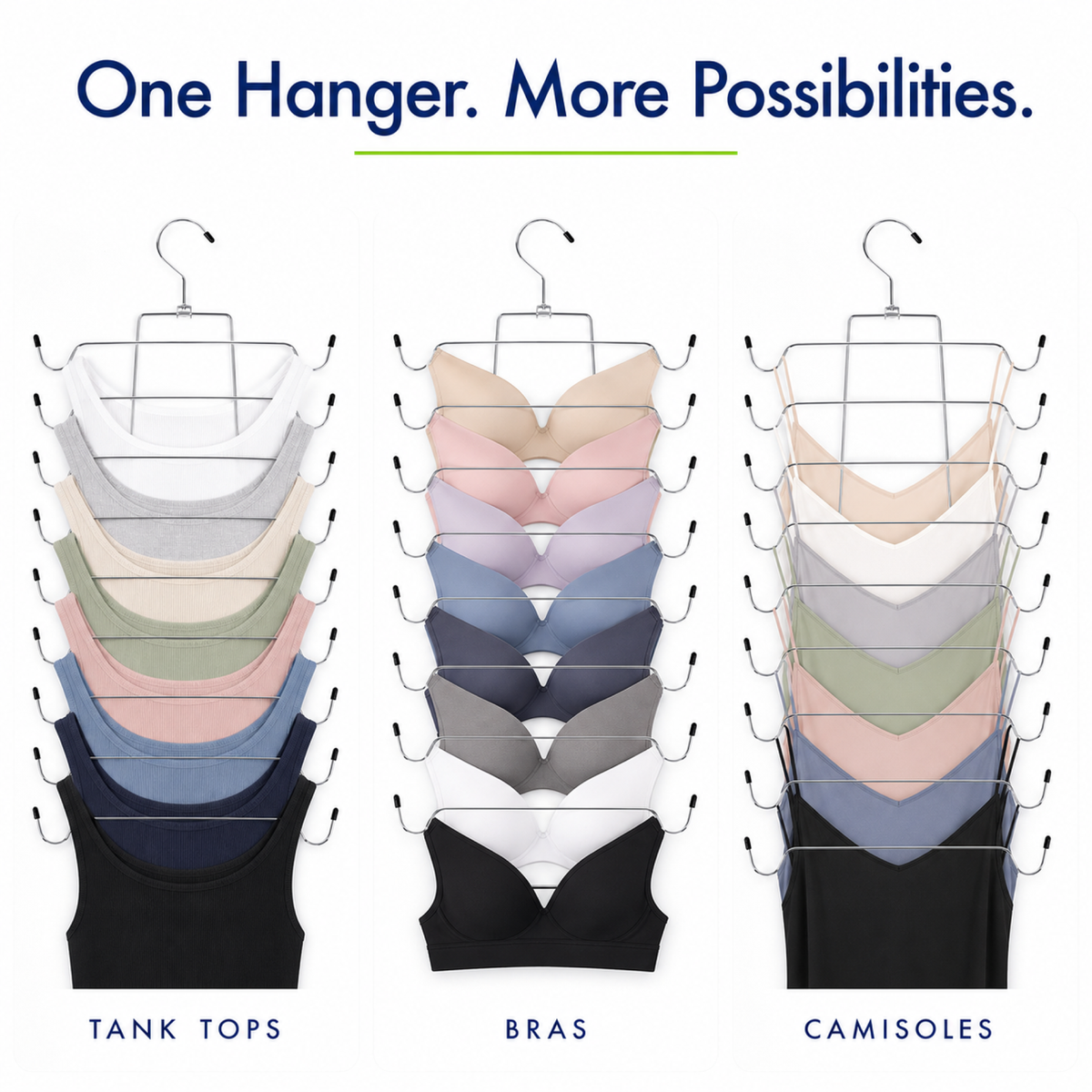 2-Pack Tank Top Hanger with 32 Hooks, Rotating Closet Space Saver