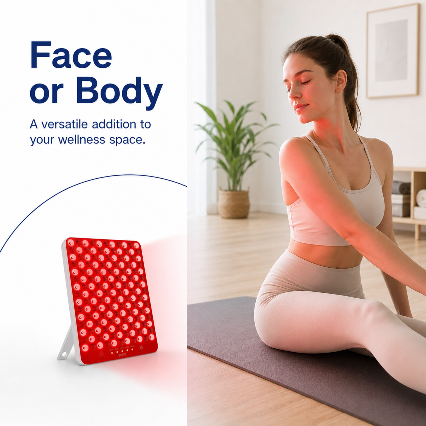 Portable 165 LED Red Light Therapy Panel for Face & Body, 660nm - 850nm