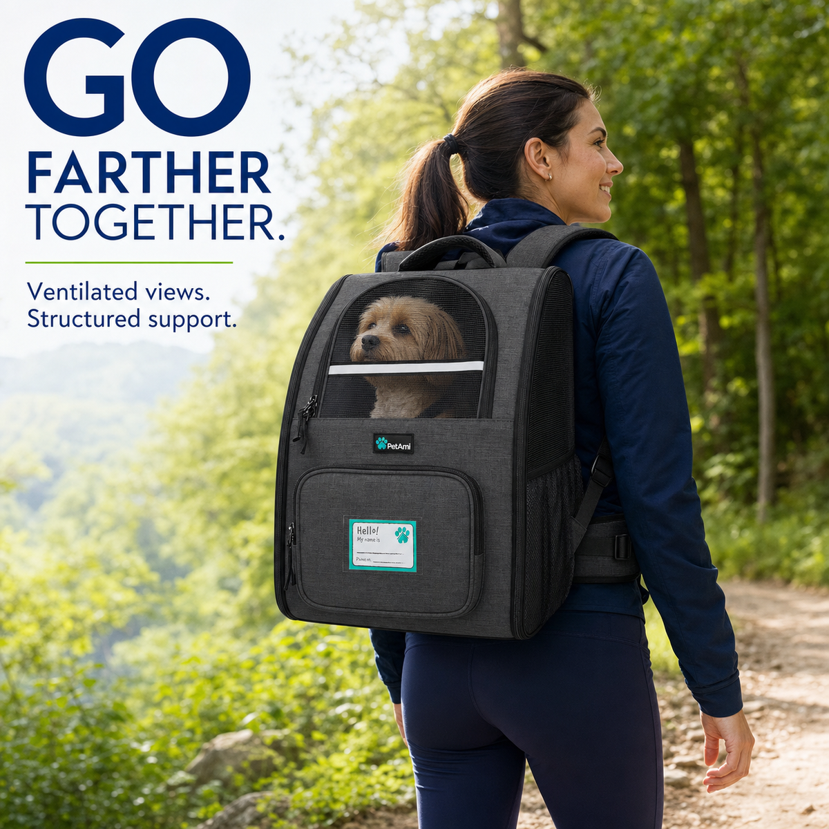 Airline-Approved Pet Backpack Carrier for Dogs & Cats up to 18 lbs, Charcoal, Gray, or  Black