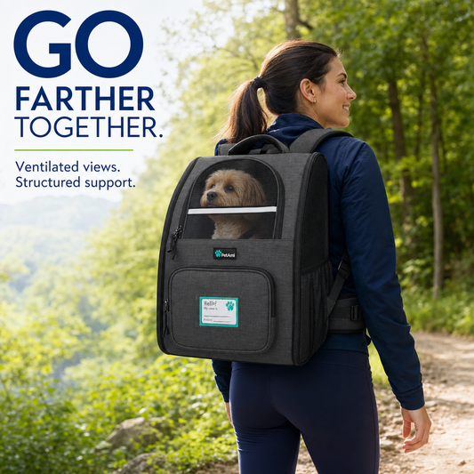 Airline-Approved Pet Backpack Carrier for Dogs & Cats up to 18 lbs, Charcoal, Gray, or  Black