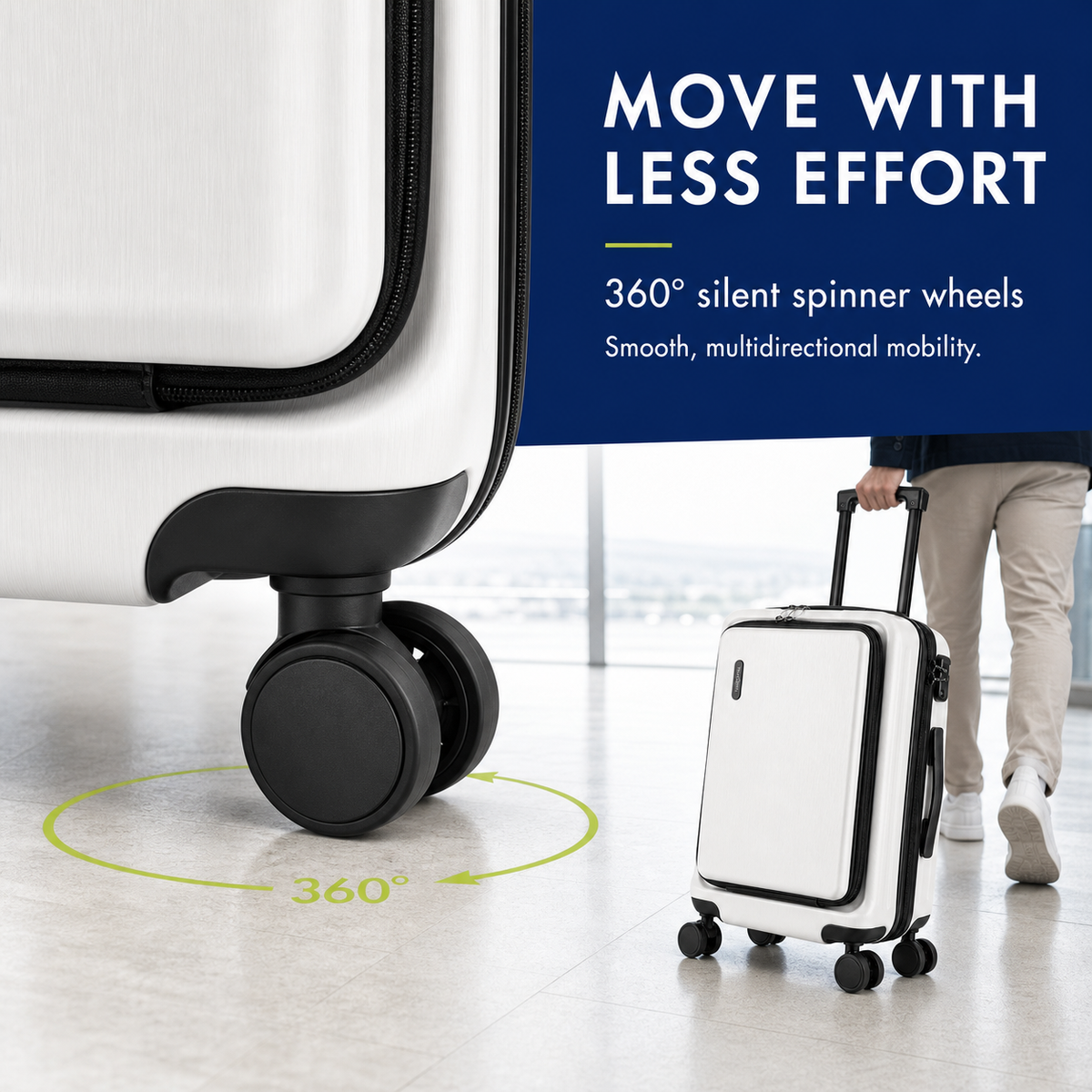 22-Inch Airline-Approved Expandable Carry-On Luggage - with Laptop Compartment + Cosmetic Case