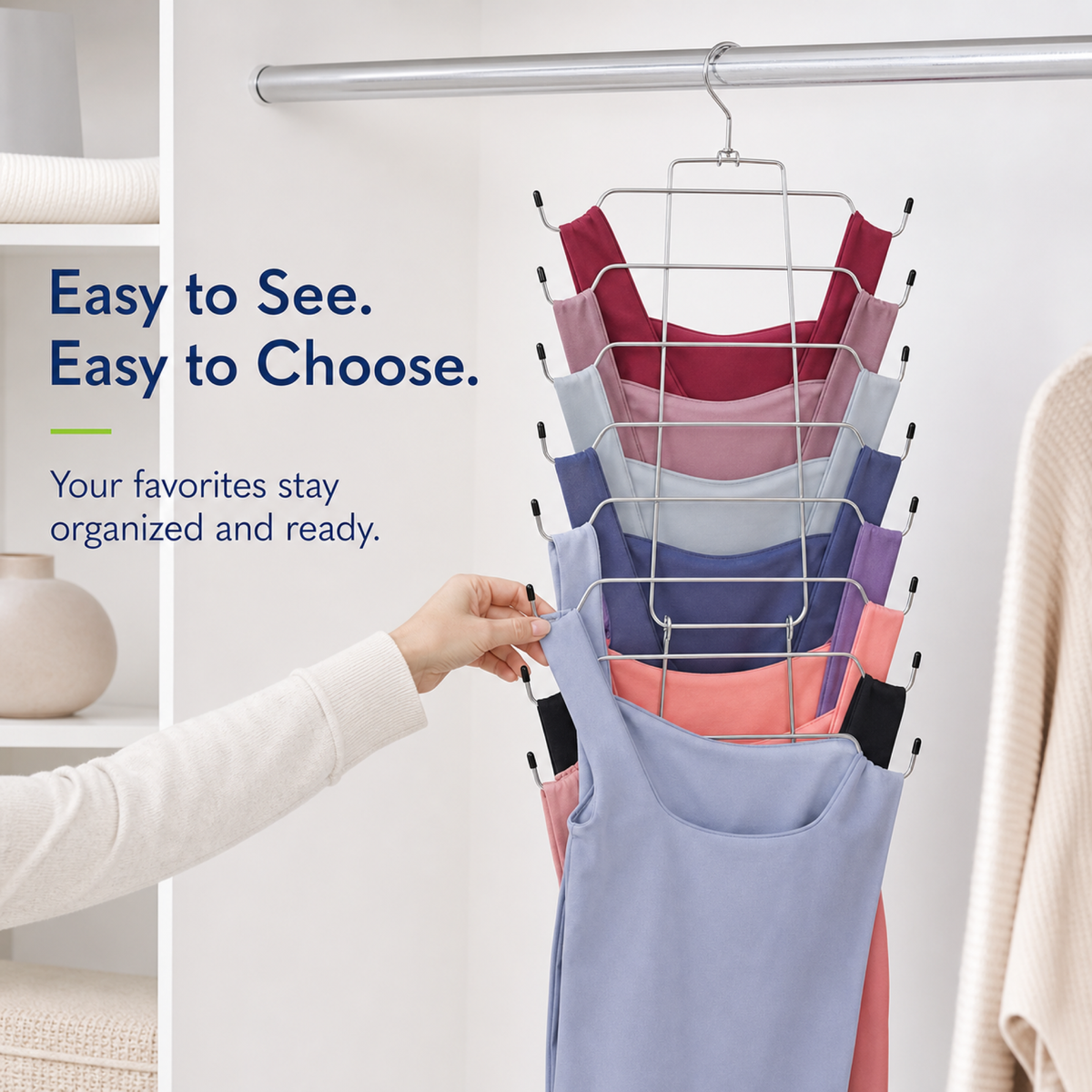 2-Pack Tank Top Hanger with 32 Hooks, Rotating Closet Space Saver