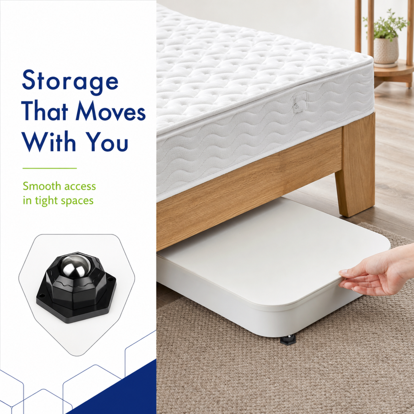 8-Pack Self-Adhesive Swivel Caster Wheels for Storage Bins and Appliances