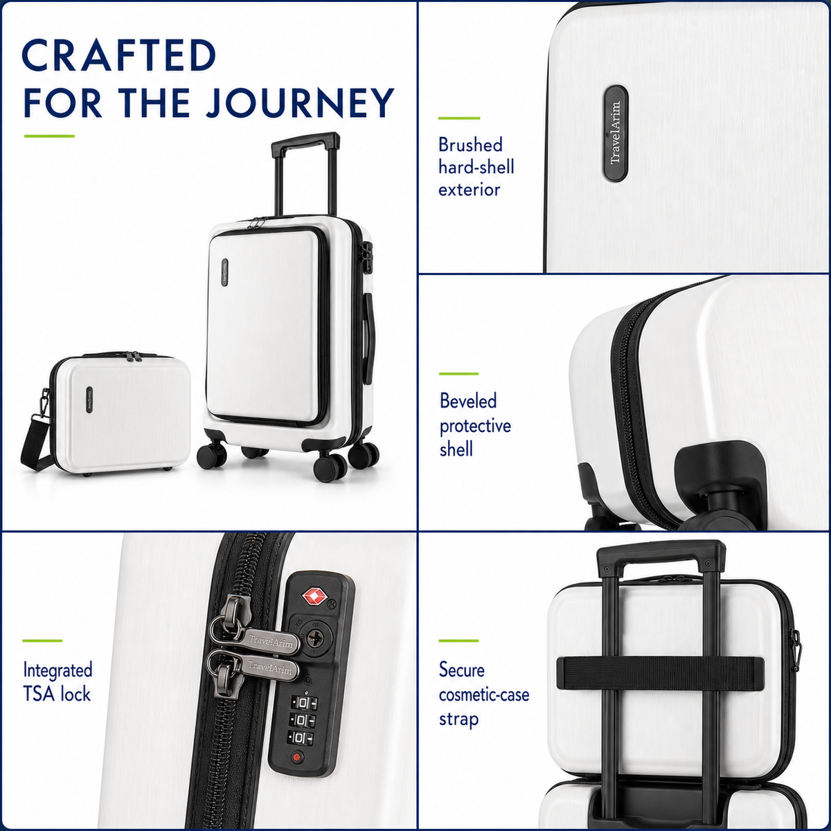 22-Inch Airline-Approved Expandable Carry-On Luggage - with Laptop Compartment + Cosmetic Case