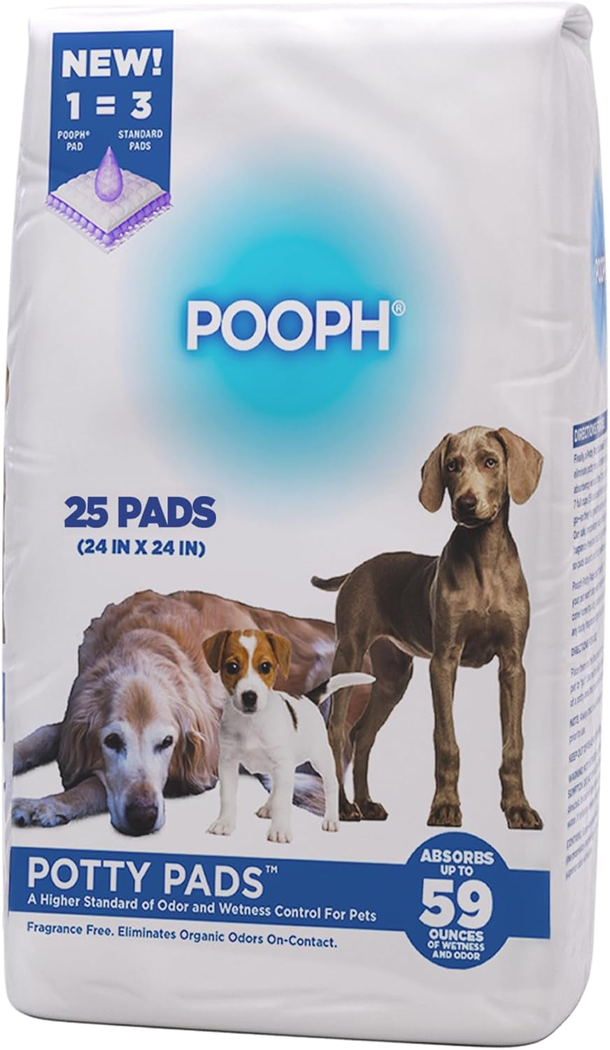 Pooph® Potty Pads™ 24 X 24 In, 25 Count | Disposable Potty Pads with Absorbent Core & Odor Control