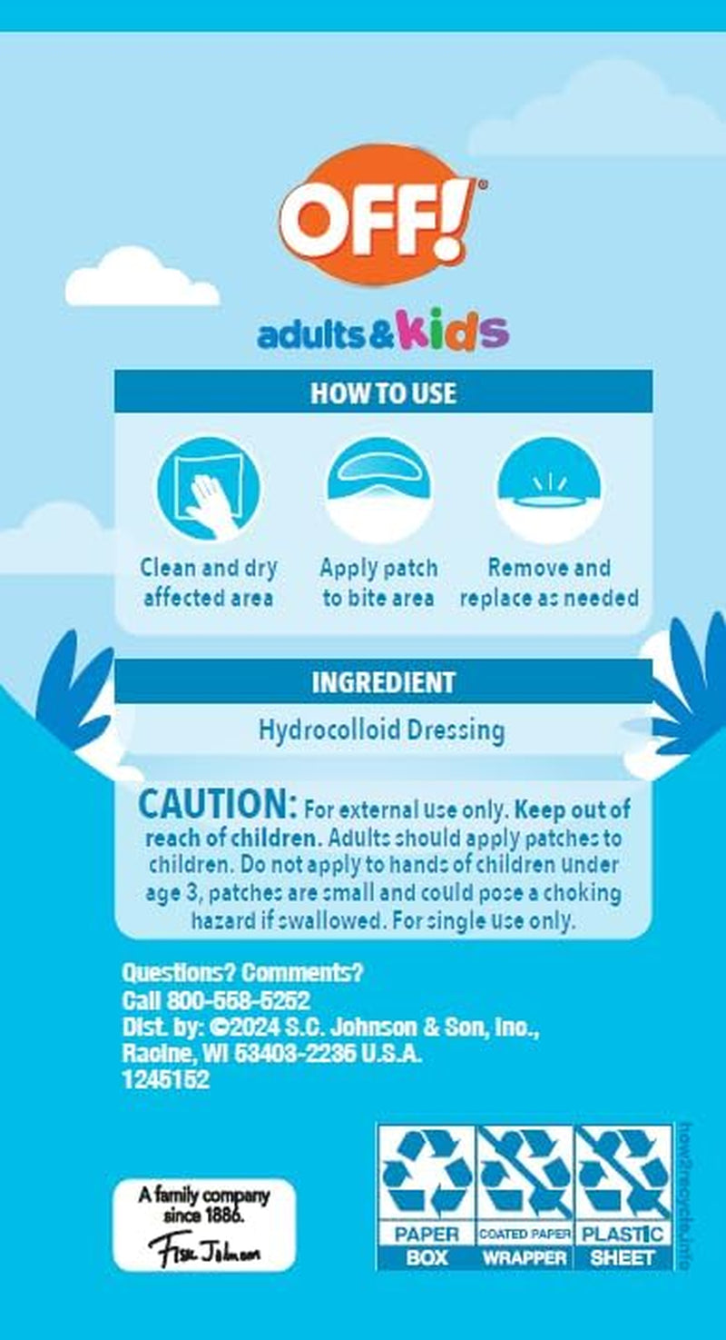 OFF! Post-Bug Bite Patches for Adults & Kids, Camping Essentials, Hydrocolloid Soothing Patches, Latex -Free, 20 Count