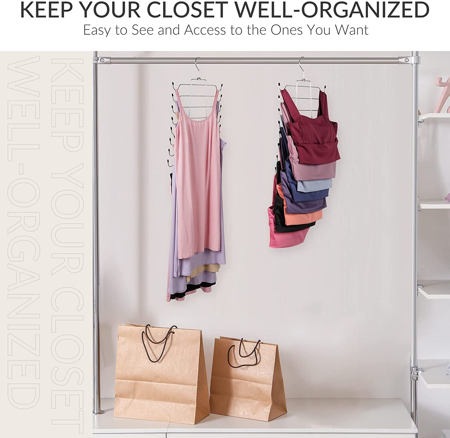 Maximize Closet Space with 2 Pack Tank Top Hanger - 32 Hooks, Sturdy Metal, 360° Rotating, Foldable Bra Organizer for Apartments and Dorms