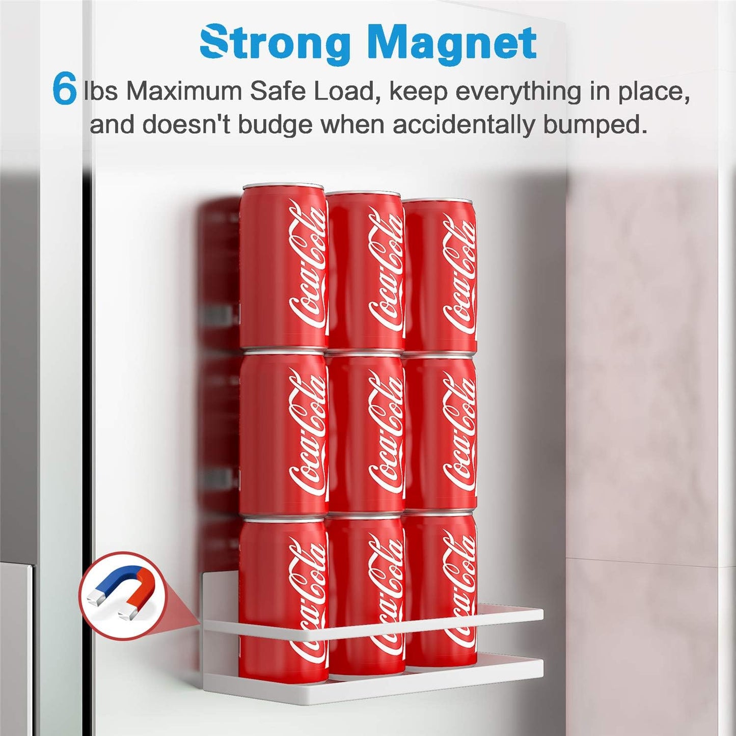 Magnetic Spice Rack - Space-Saving Shelf with 2 Removable Hooks, Ideal for Small Kitchens & Apartments, Perfect for Spices & Jars (White, 2 Pack)