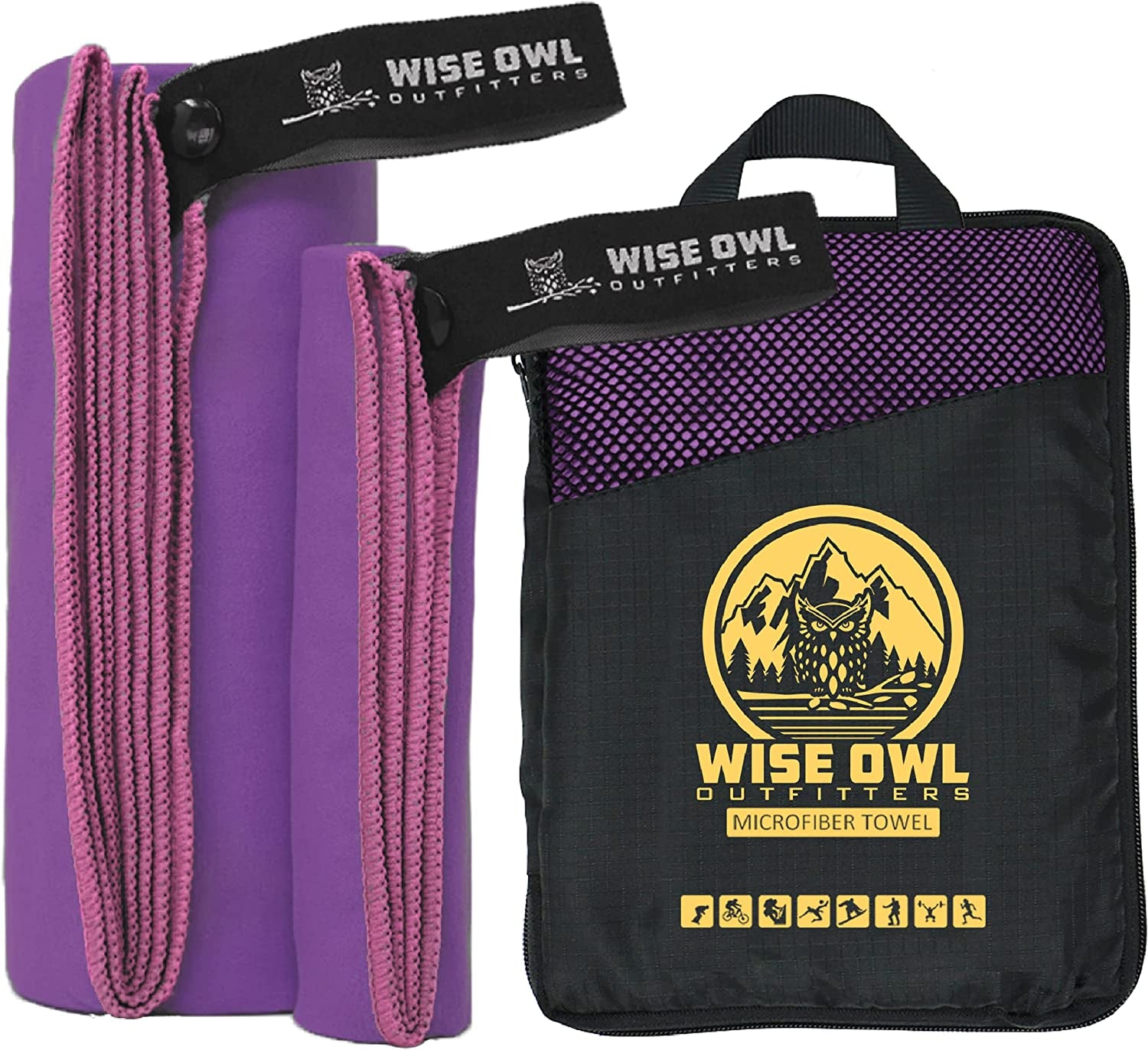Microfiber Camping Towel - Quick Dry Towel for Travel, Backpacking, Hiking, Beach, Gym & Yoga - Compact, Fast Drying & Lightweight