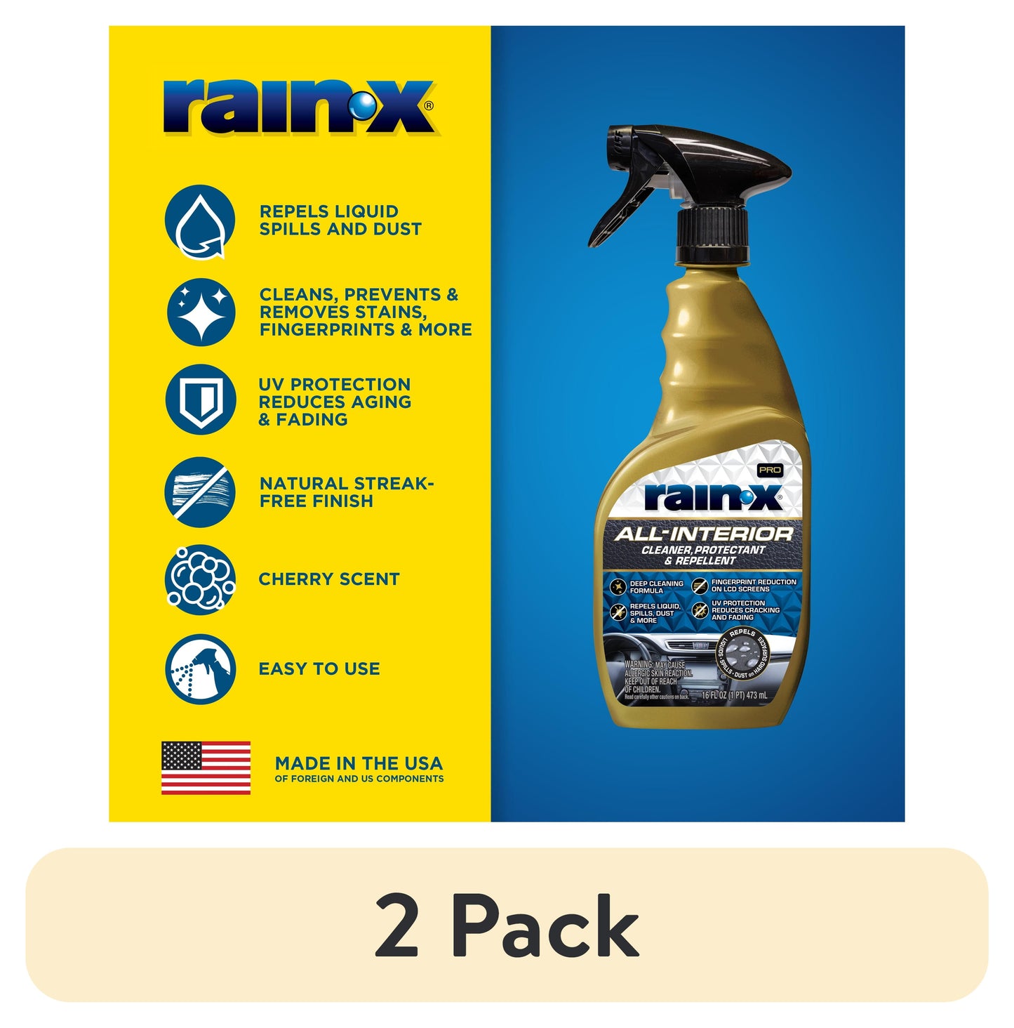 (2 Pack)  Pro All Interior Cleaner, Protectant & Repellent, 16Oz
