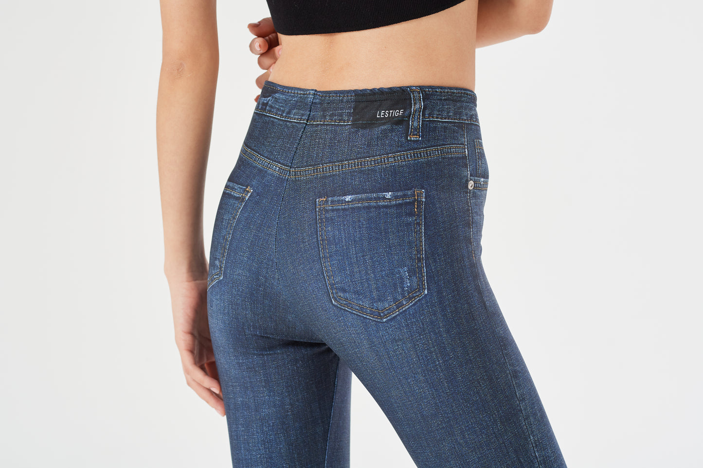 LESTIGE Denim-Look High Waist Leggings – Deep Indigo | Made in Korea | Sizes S–2XL