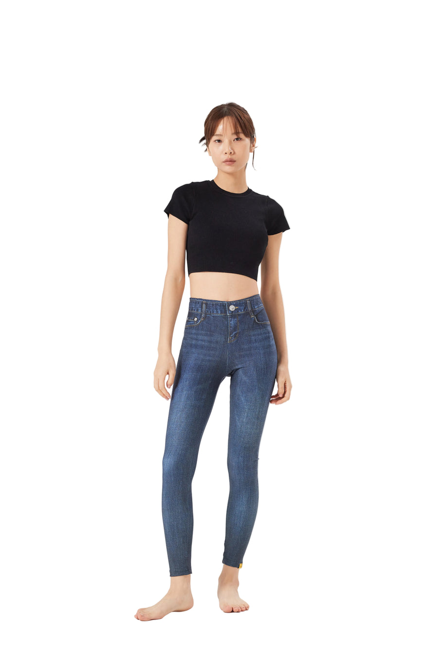 LESTIGE Denim-Look High Waist Leggings – Deep Indigo | Made in Korea | Sizes S–2XL