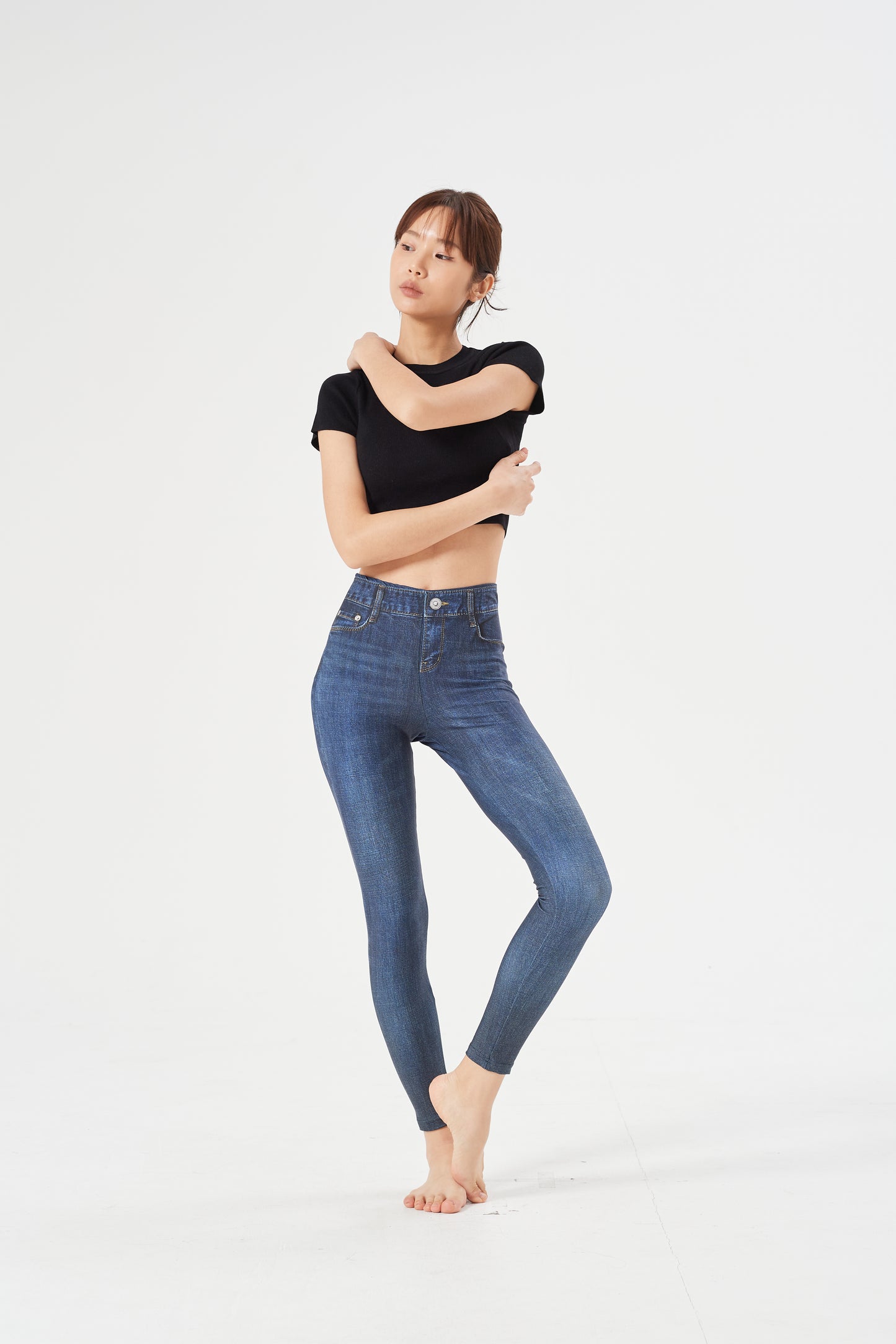 LESTIGE Denim-Look High Waist Leggings – Deep Indigo | Made in Korea | Sizes S–2XL