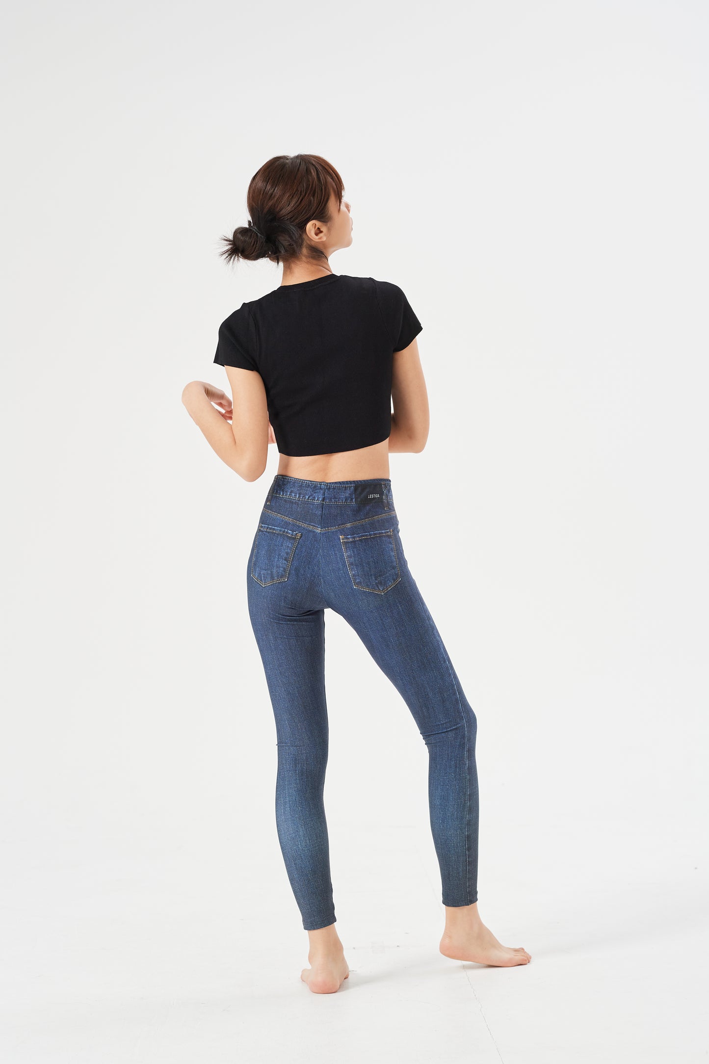 LESTIGE Denim-Look High Waist Leggings – Deep Indigo | Made in Korea | Sizes S–2XL