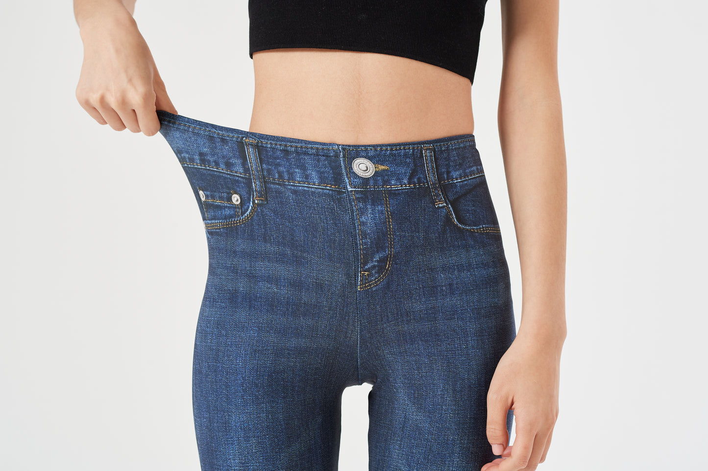 LESTIGE Denim-Look High Waist Leggings – Deep Indigo | Made in Korea | Sizes S–2XL