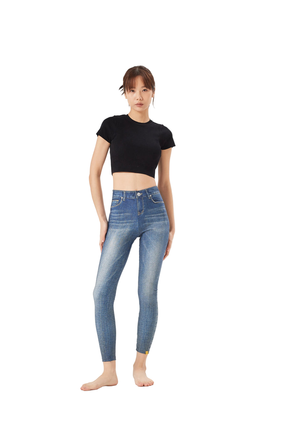 LESTIGE Denim-Look High Waist Leggings – Vintage Wash | Made in Korea | Sizes S–2XL
