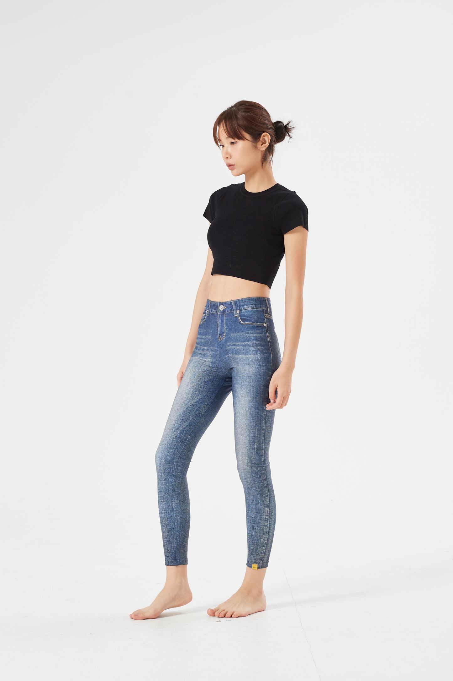LESTIGE Denim-Look High Waist Leggings – Vintage Wash | Made in Korea | Sizes S–2XL