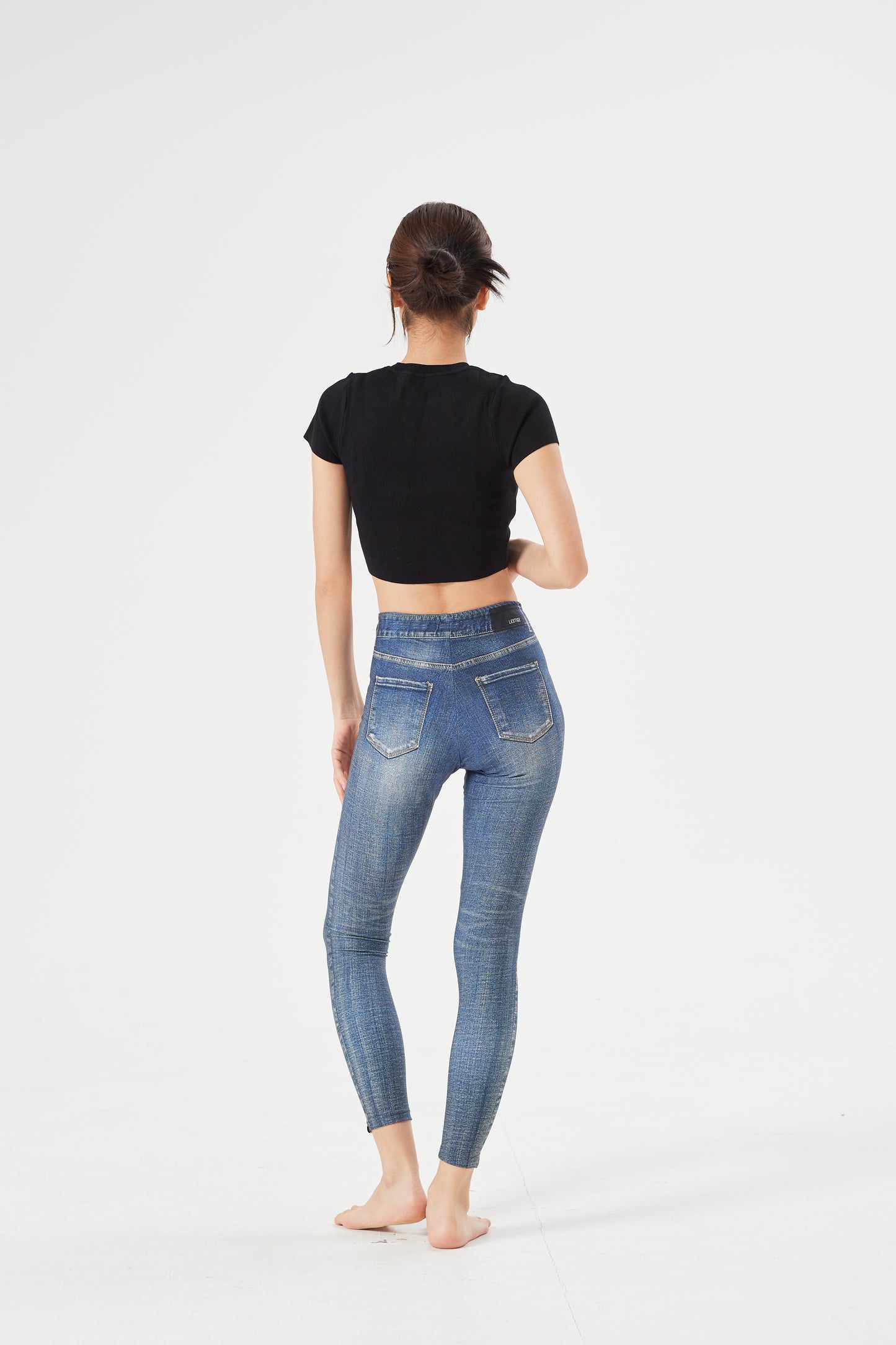 LESTIGE Denim-Look High Waist Leggings – Vintage Wash | Made in Korea | Sizes S–2XL