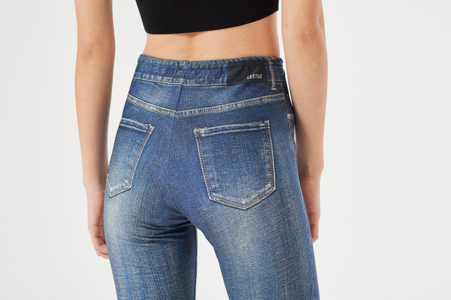 LESTIGE Denim-Look High Waist Leggings – Vintage Wash | Made in Korea | Sizes S–2XL