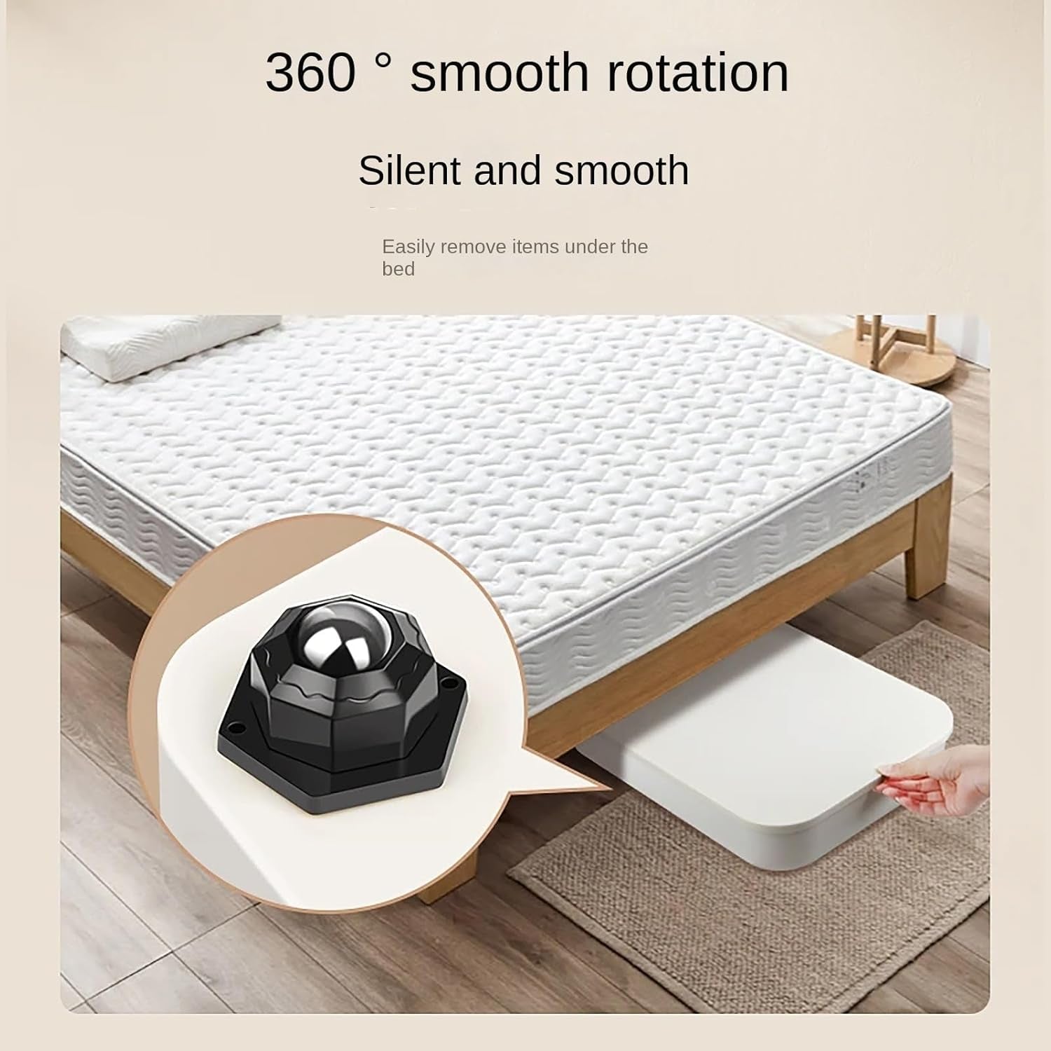 8 Pack Self Adhesive Caster Wheels, Swivel Wheels for Furniture, Load Capacity 30 LBS per Caster Wheels 1 Inch, Low Profile Paste Universal for Storage Box, Small Appliance Storage Bins (8)
