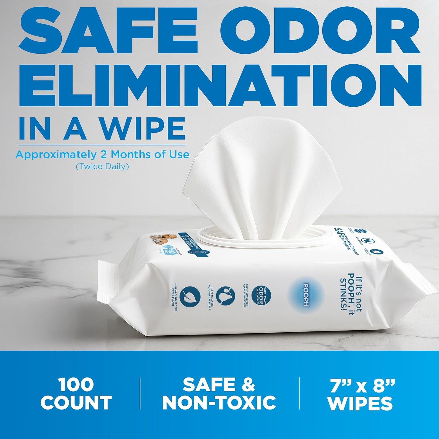 ® Pure Wipes™ Odor Eliminating, Fragrance Free, 100 Count | Fragrance-Free Wipes for Cleaning Paws, Ears, Face, Fur, Crates, and Other Pet Surfaces. Includes 100 Wipes