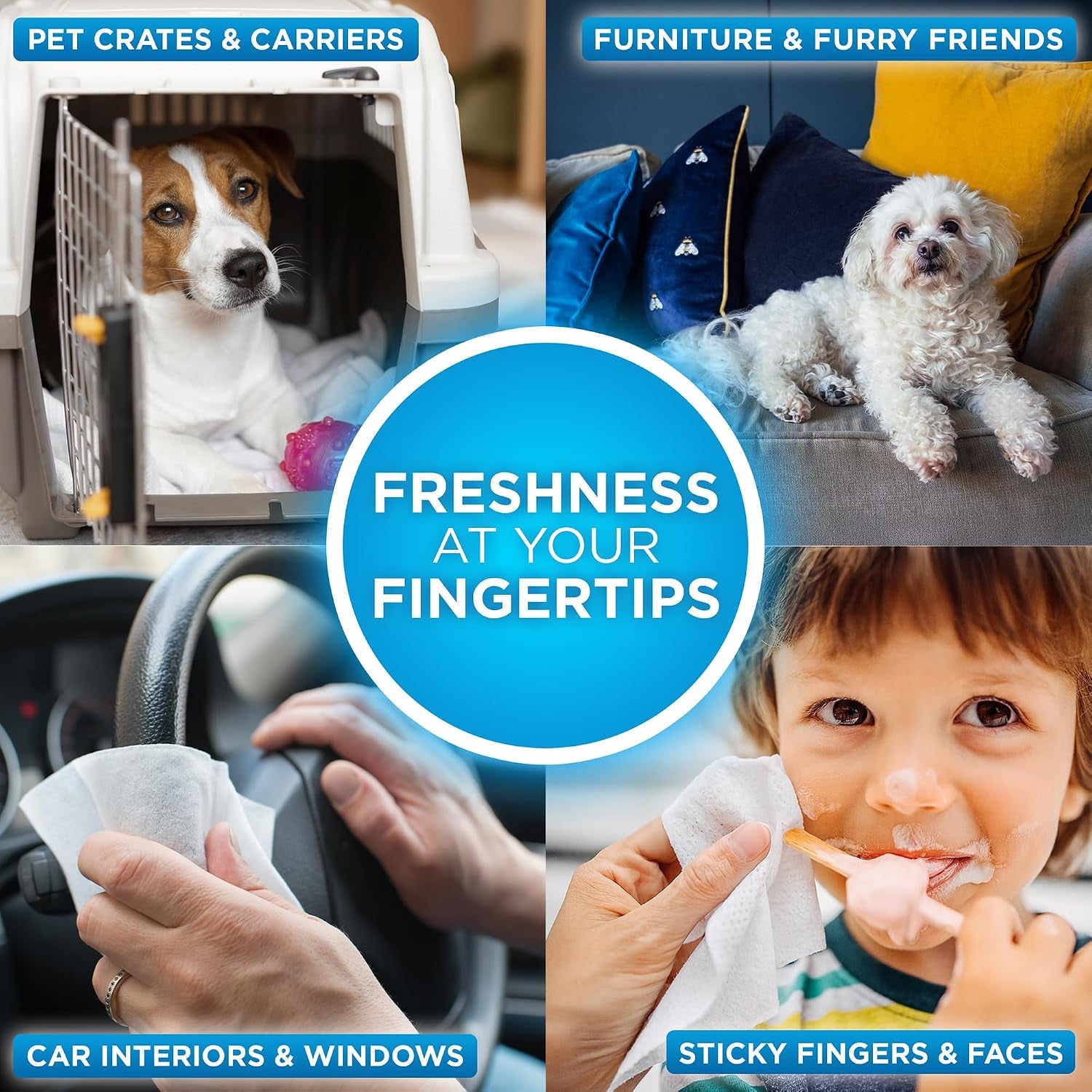 ® Pure Wipes™ Odor Eliminating, Fragrance Free, 100 Count | Fragrance-Free Wipes for Cleaning Paws, Ears, Face, Fur, Crates, and Other Pet Surfaces. Includes 100 Wipes