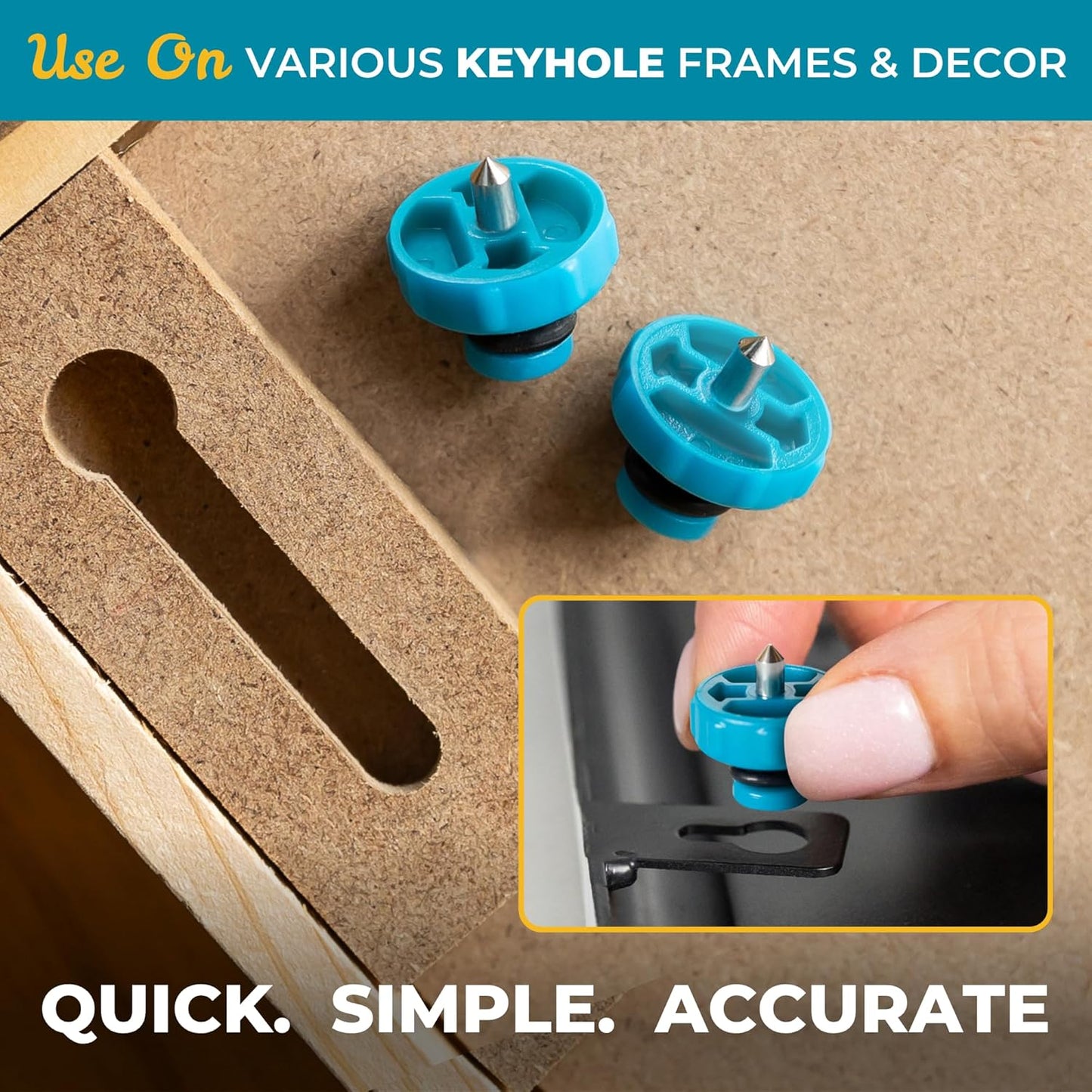Keyhole Hanging System with 2 Keyhole Pins and 10 Standoff Mounting Screws for Mirrors Frames Shelves and Wall Décor