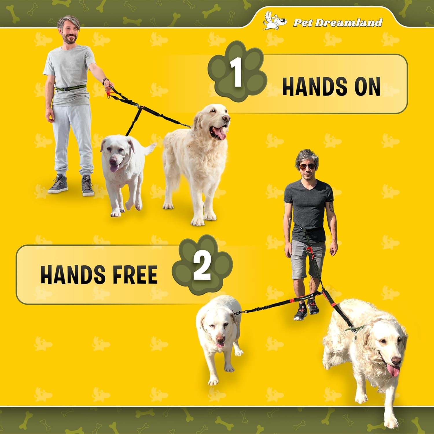 Durable Hands Free Double Leash for Two Dogs - No More Tangles