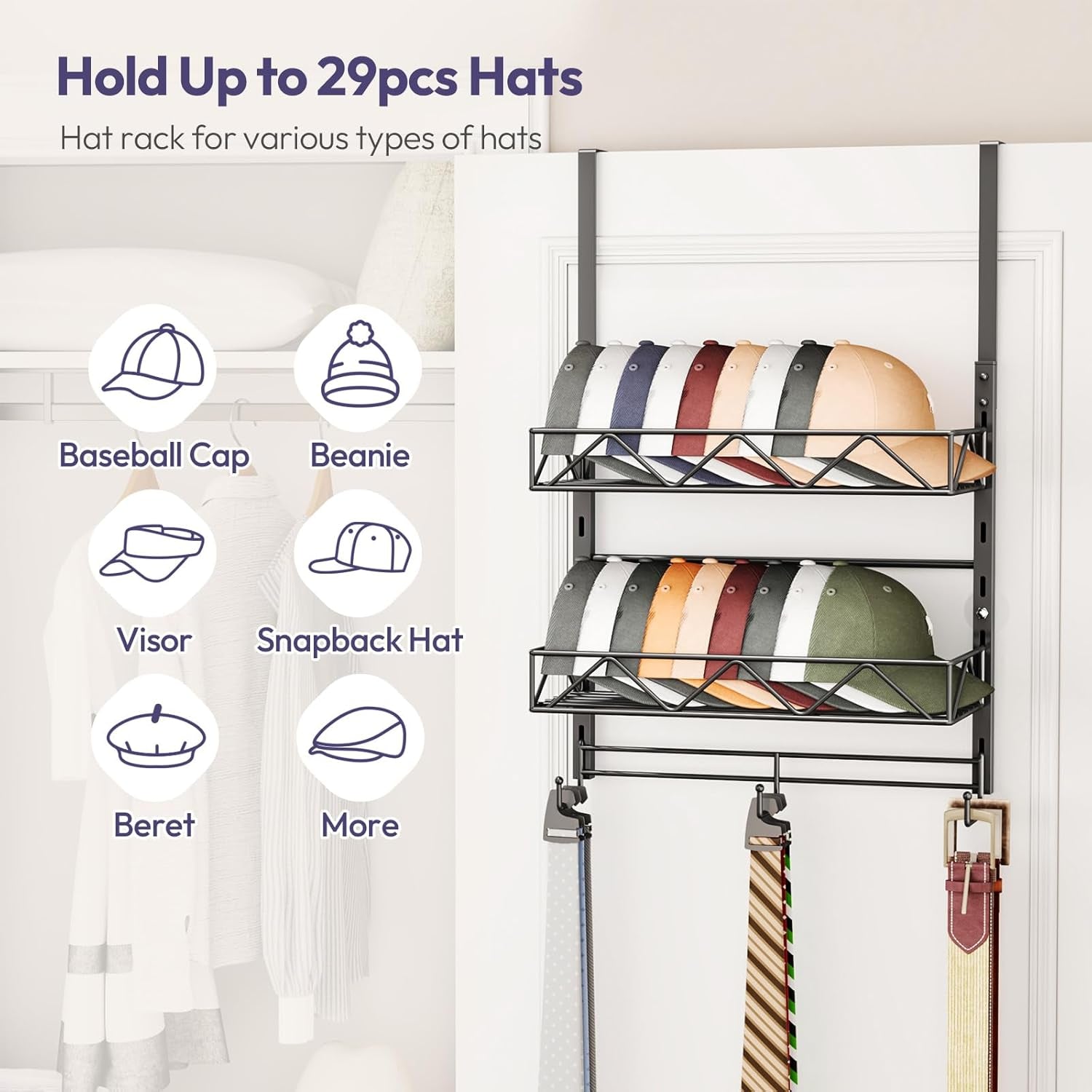 Hat Organizer and Hanging Closet Organizer